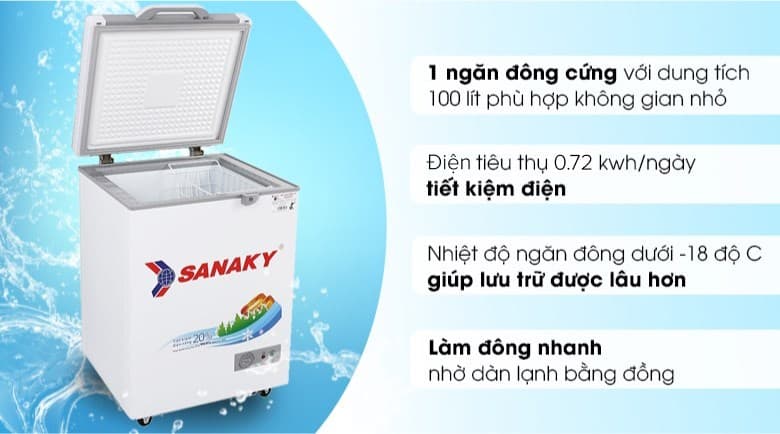 Ảnh Tủ đông Sanaky 100 lít VH-1599HYK