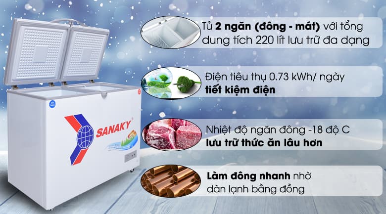 Ảnh Tủ đông Sanaky 220 lít VH-2899W1