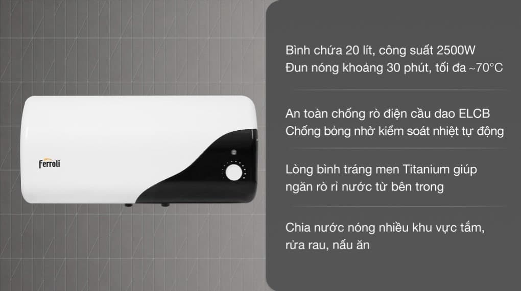 Ảnh Máy nước nóng gián tiếp Ferroli 20 lít 2500W MIDO-DE