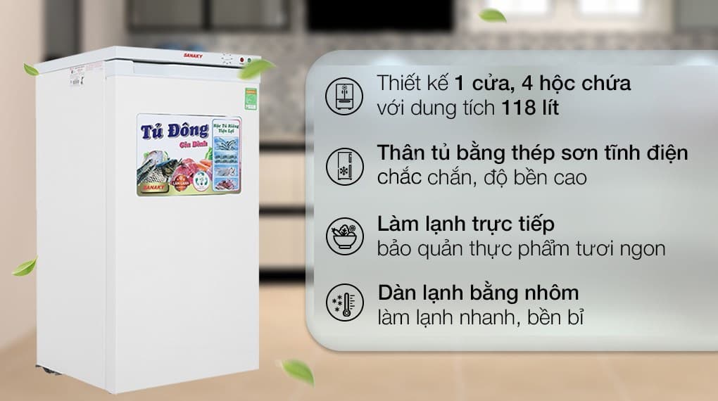 Ảnh Tủ đông Sanaky 118 lít TD.VH160VD