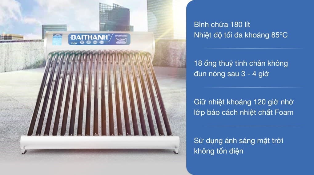 Ảnh Máy nước nóng năng lượng mặt trời Đại Thành 180 lít Vigo 58-18