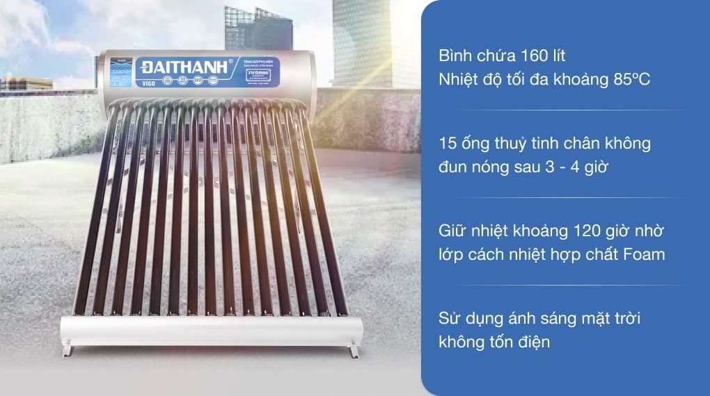 Ảnh Máy nước nóng năng lượng mặt trời Đại Thành 160 lít Vigo 58-15