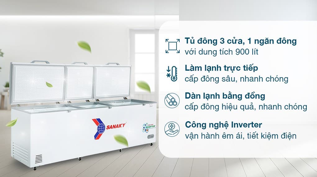 Ảnh Tủ đông Sanaky Inverter 900 lít VH-1199HY3