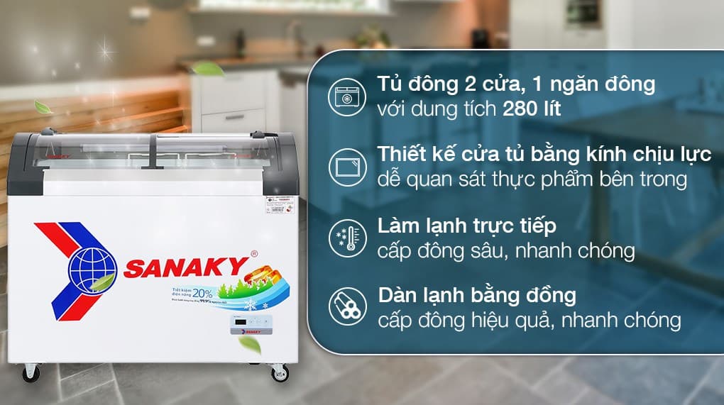 Ảnh Tủ Đông Sanaky 280 lít VH-3899KB