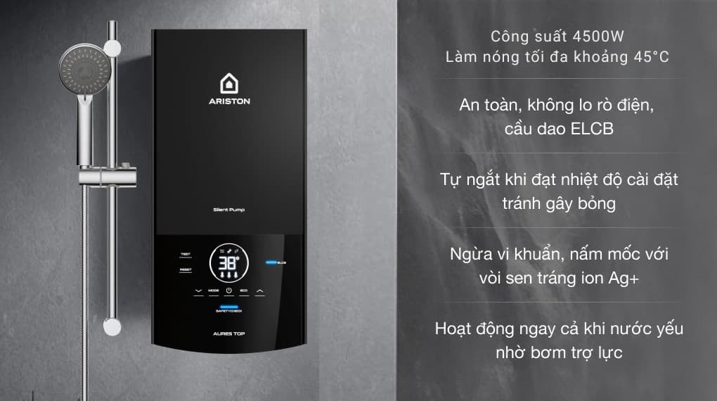 Ảnh Máy nước nóng trực tiếp Ariston 4500W AURES TOP 4.5P