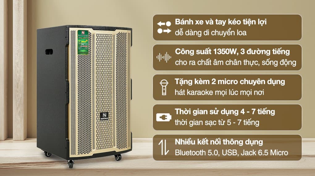 Ảnh Loa kéo karaoke Nanomax S-5000 1350W