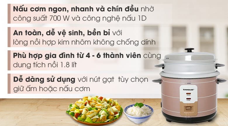 Ảnh Nồi cơm nắp rời Sunhouse 1.8 lít SHD8125