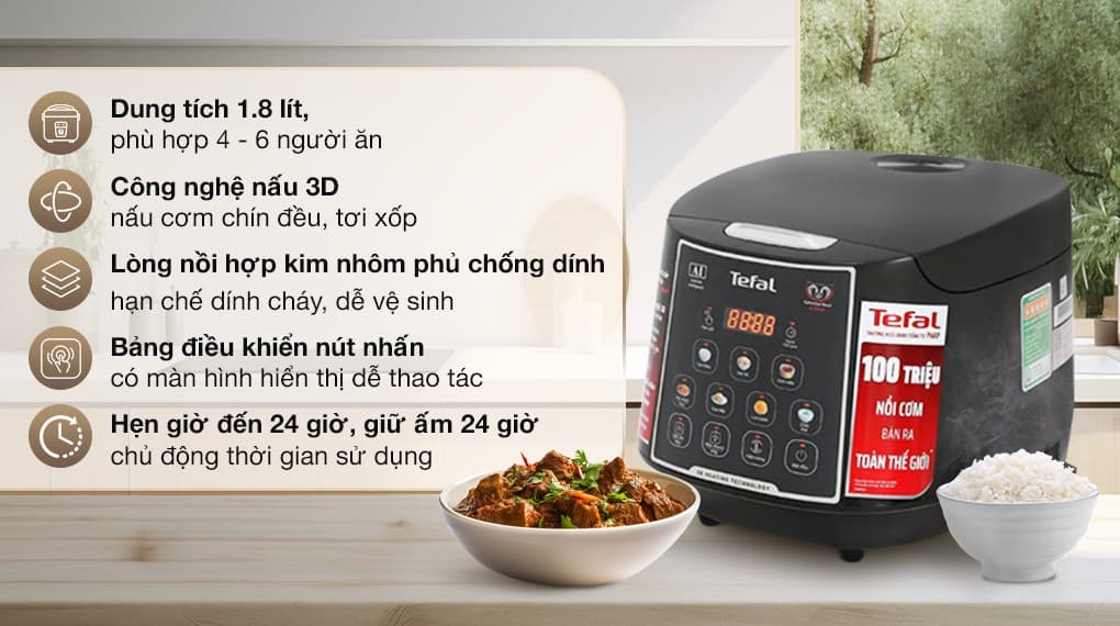 Ảnh Nồi cơm điện tử Tefal 1.8 lít RK737868