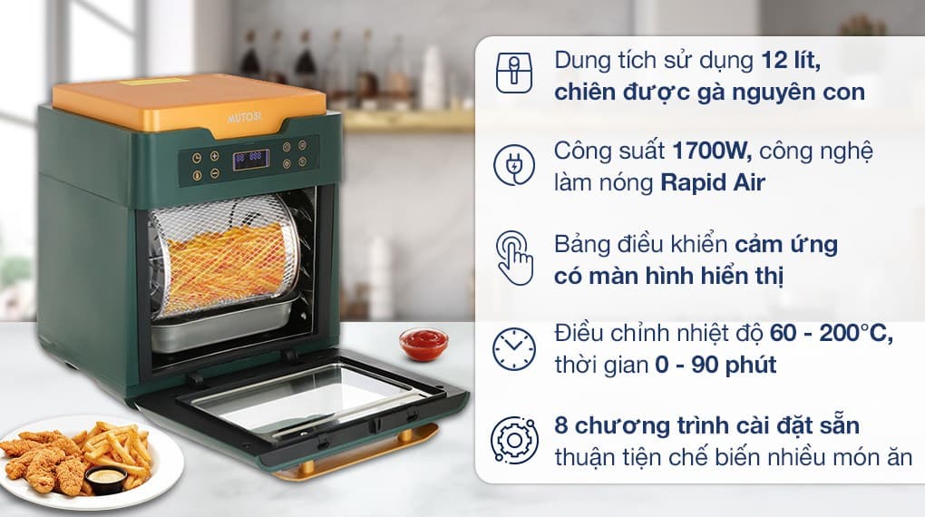 Ảnh Lò chiên không dầu Mutosi MF-99D 12 lít