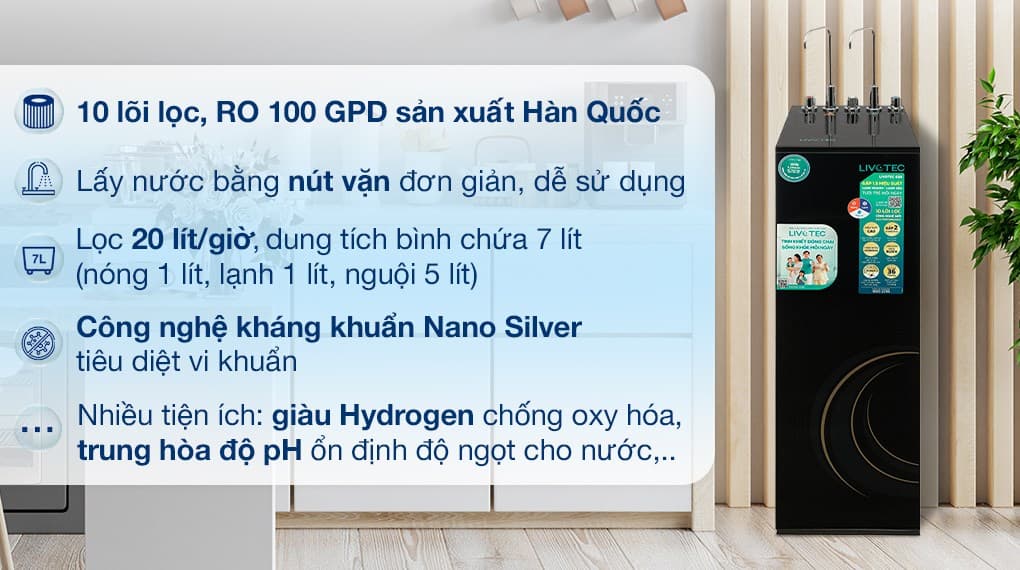 Ảnh Máy lọc nước RO nóng nguội lạnh Livotec 638 10 lõi