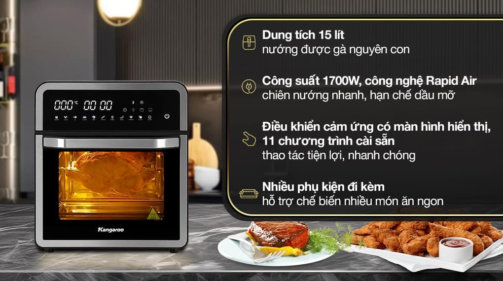 Ảnh Lò chiên không dầu Kangaroo KG15AF1A 15 lít
