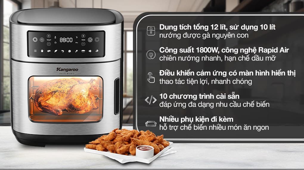 Ảnh Lò chiên không dầu Kangaroo KG12AF1A 12 lít