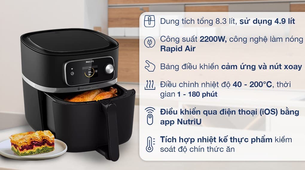 Ảnh Nồi chiên không dầu Philips HD9880/90 8.3 lít