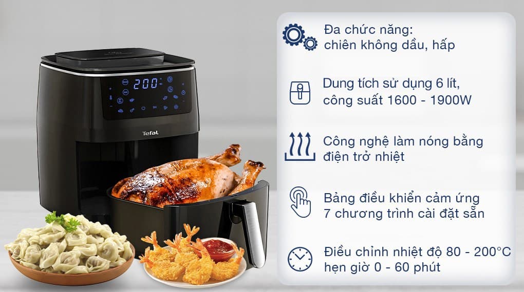 Ảnh Nồi chiên không dầu kết hợp hấp Tefal FW201815 6.5 lít
