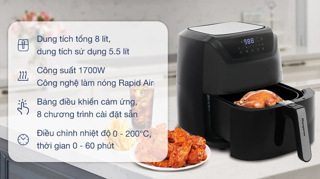 Ảnh Nồi chiên không dầu Kangaroo KG8AF1A 8 lít