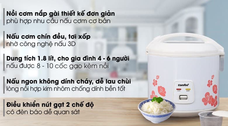 Ảnh Nồi cơm nắp gài Comfee 1.8 lít CR-CM1820(C)