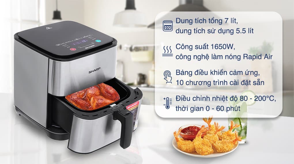 Ảnh Nồi chiên không dầu Sharp KF-AF70EV-ST 7 lít