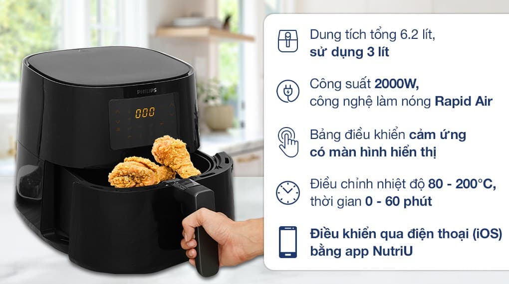 Ảnh Nồi chiên không dầu Philips HD9280/90 6.2 lít