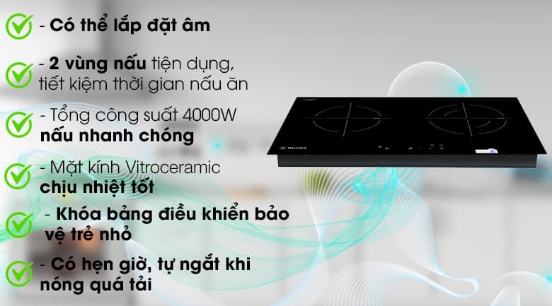 Ảnh Bếp hồng ngoại đôi lắp âm Malloca MH-7320R