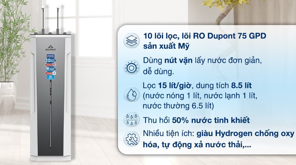 Ảnh Máy lọc nước RO nóng nguội lạnh Hòa Phát HPN635 10 lõi