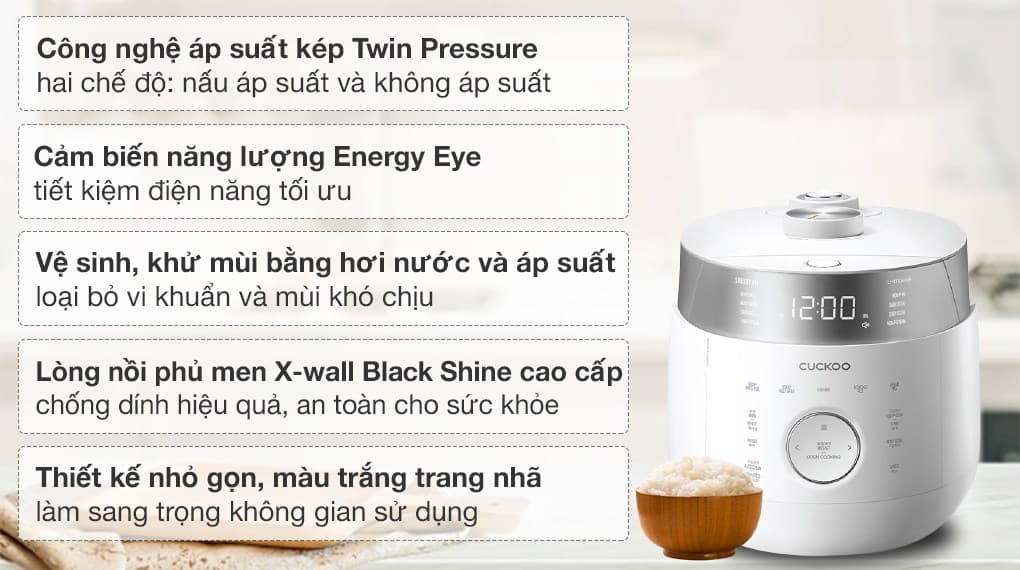Ảnh Nồi cơm áp suất cao tần Cuckoo 1.08 lít CRP-LHTR0609F/WHSIVNCV