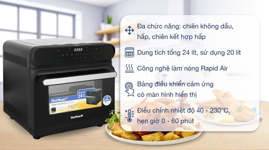 Ảnh Lò chiên không dầu hơi nước BlueStone AFB-5895 24 lít
