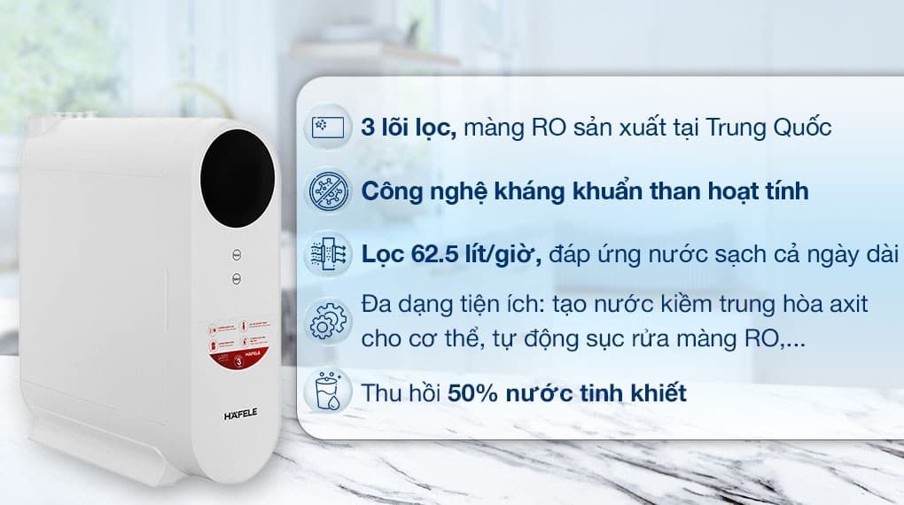 Ảnh Máy lọc nước RO Hafele HWP-UNT400D 3 lõi