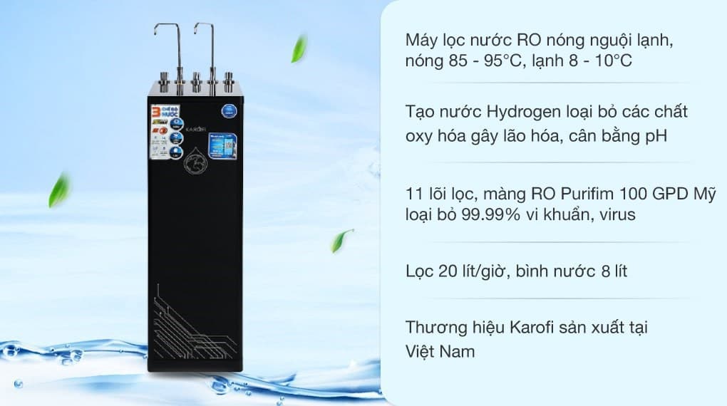Ảnh Máy lọc nước RO nóng nguội lạnh Karofi KAD-D66 11 lõi