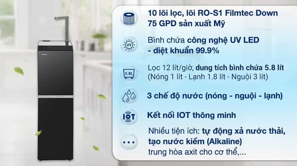 Ảnh Máy lọc nước RO nóng nguội lạnh Toshiba TWP-W2396SVN(M) 10 lõi