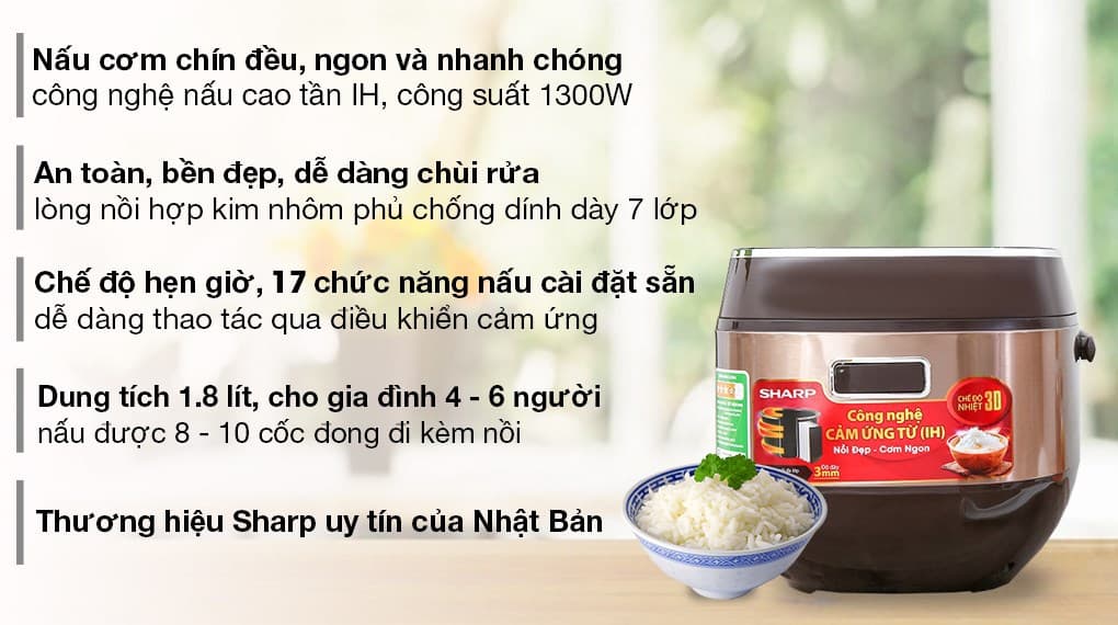 Ảnh Nồi cơm cao tần Sharp 1.8 lít KS-IH191V-GL