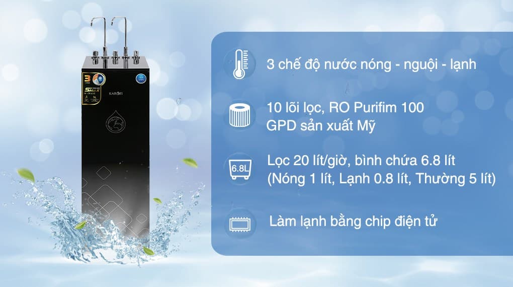 Ảnh Máy lọc nước RO nóng nguội lạnh Karofi KAD-X39 10 lõi