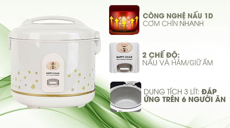 Ảnh Nồi cơm nắp gài Happycook 3 lít HC-300