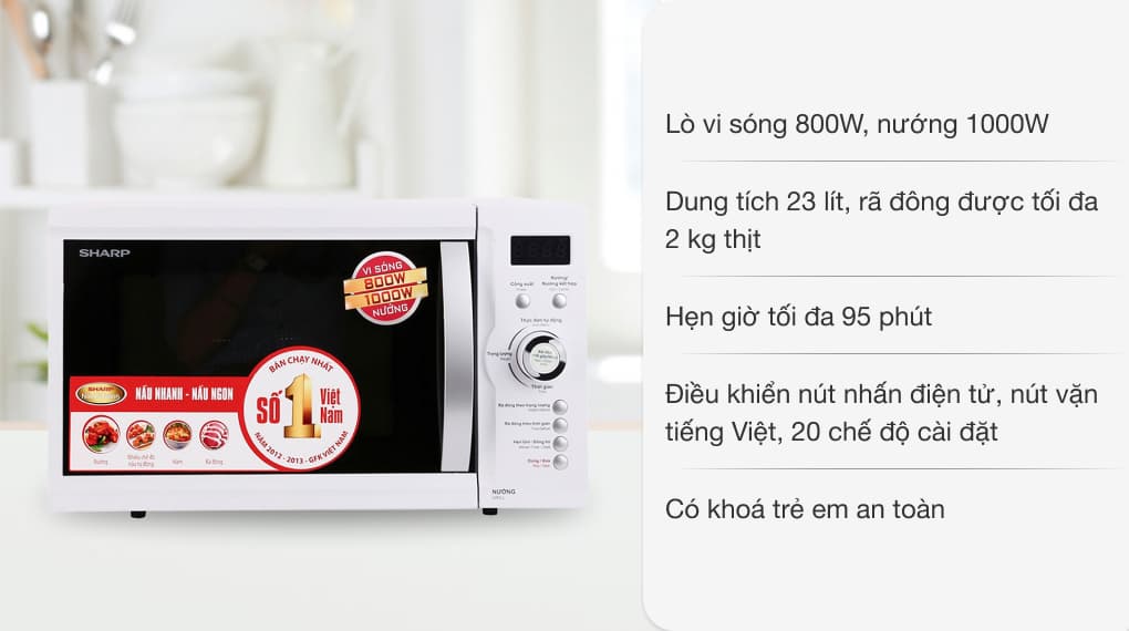 Ảnh Lò vi sóng có nướng Sharp R-G371VN-W 23 lít