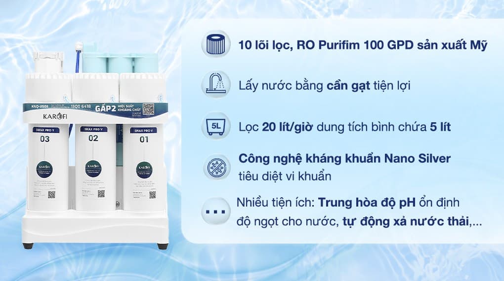 Ảnh Máy lọc nước RO Karofi KAQ-US08 10 lõi