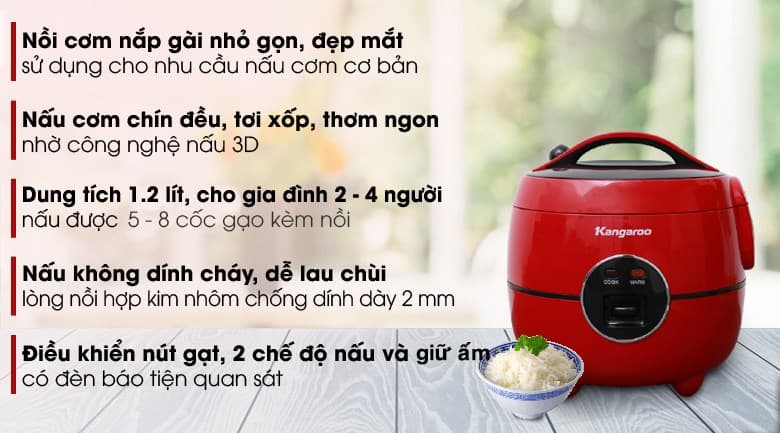 Ảnh Nồi cơm nắp gài Kangaroo 1.2 lít KG822