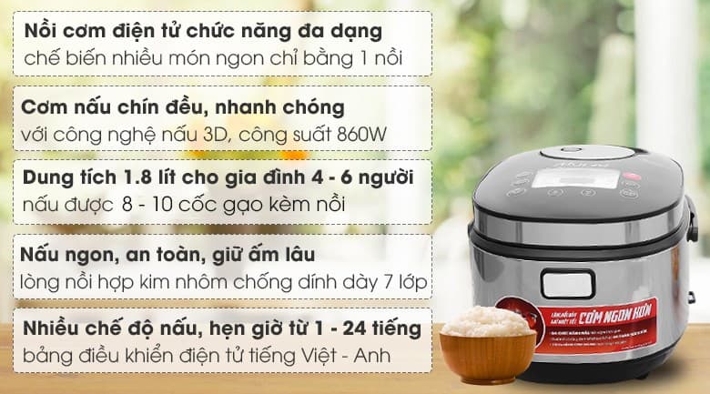 Ảnh Nồi cơm điện tử Sunhouse mama 1.8 lít SHD8903