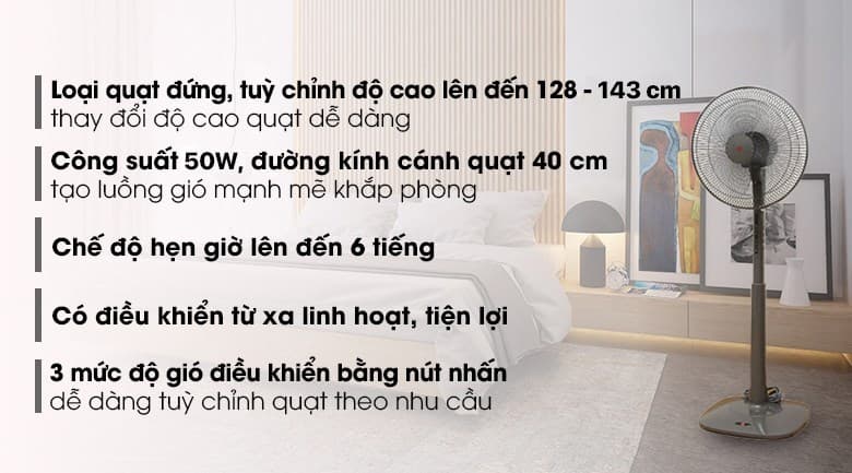 Ảnh Quạt đứng KDK 3 cánh M40K GY 50W