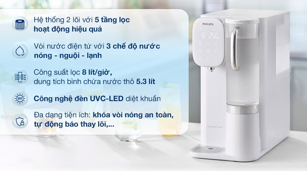 Ảnh Máy lọc nước RO nóng nguội lạnh Philips ADD6912WH/74 2 lõi