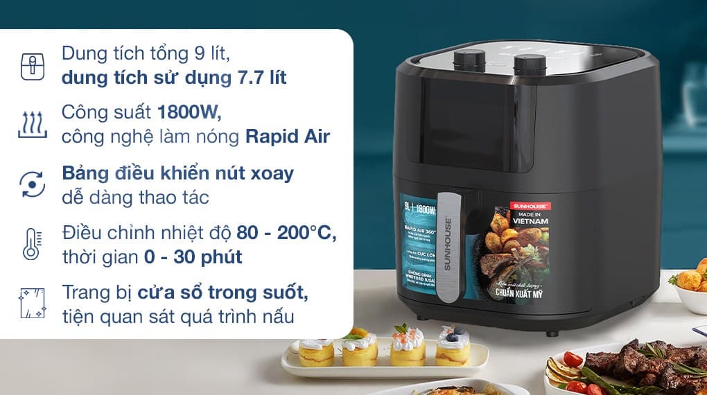 Ảnh Nồi chiên không dầu Sunhouse SHD4037 9 lít