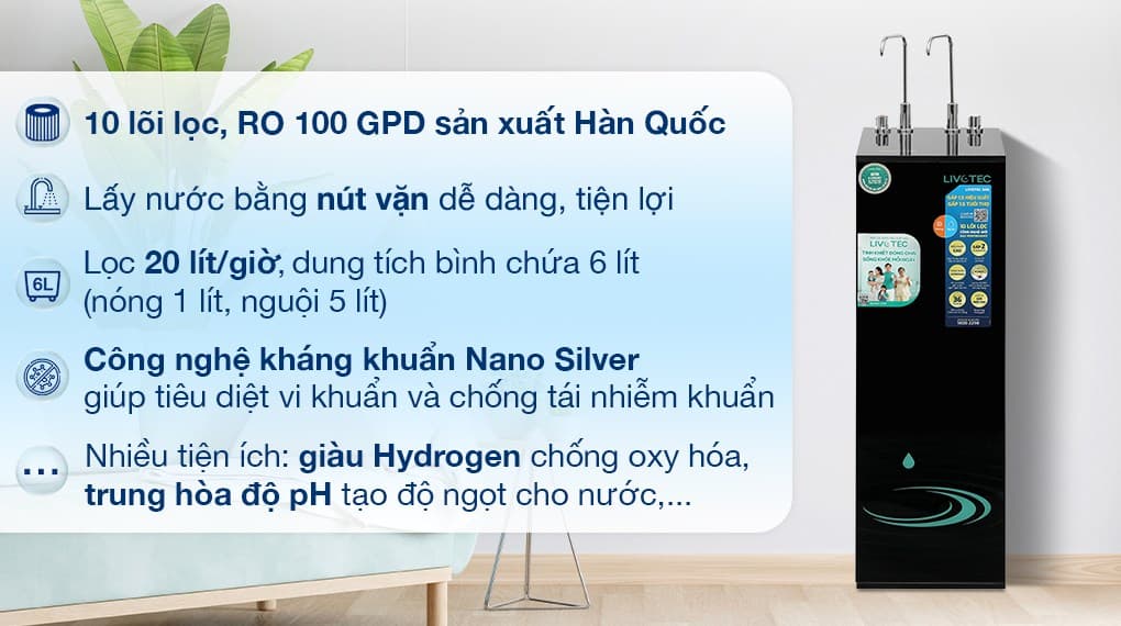 Ảnh Máy lọc nước RO nóng nguội Livotec 635 10 lõi
