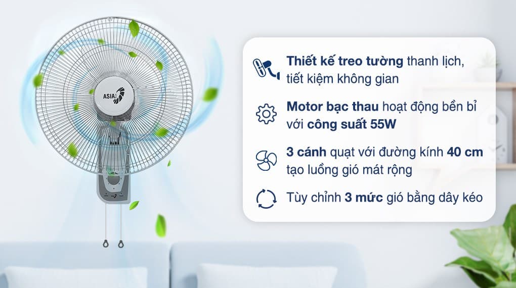 Ảnh Quạt treo tường Asia 3 cánh VY357690 55W