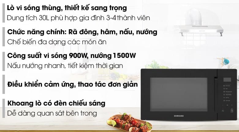 Ảnh Lò vi sóng có nướng Samsung MG30T5018CK/SV 30 lít