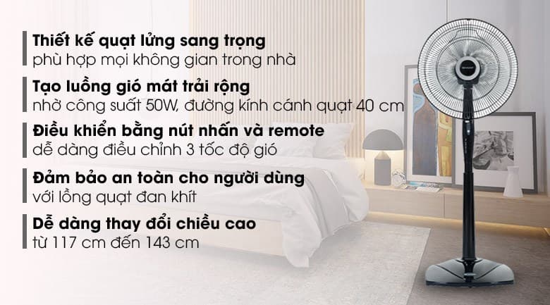 Ảnh Quạt đứng Sharp 3 cánh PJ-S40RV-DG 50W