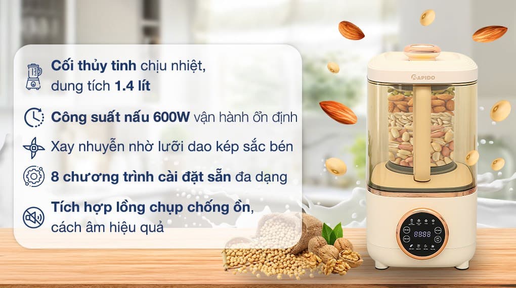 Ảnh Máy làm sữa hạt Rapido RHB-600D