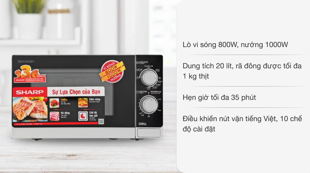 Ảnh Lò vi sóng có nướng Sharp R-G222VN-S 20 lít