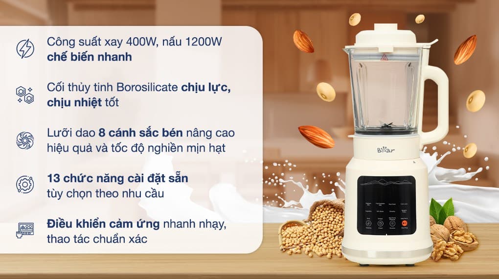 Ảnh Máy làm sữa hạt đa năng Bear BCB-E153W2