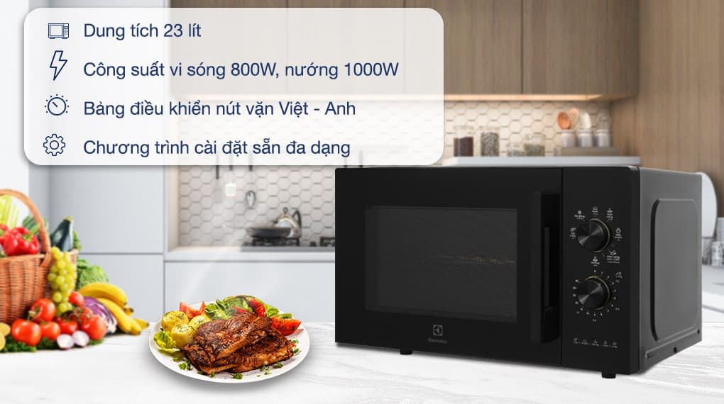 Ảnh Lò vi sóng có nướng Electrolux EMG23K22B 23 lít