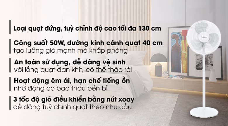 Ảnh Quạt đứng Midea 3 cánh FS40-18C 50W