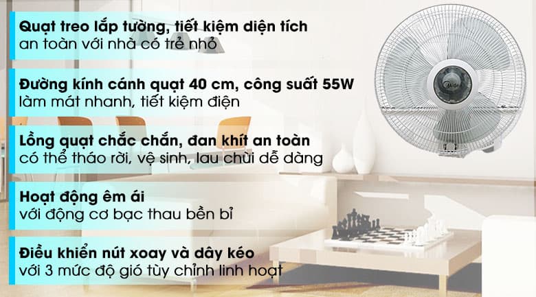 Ảnh Quạt treo tường Midea 3 cánh FW40-6H 55W