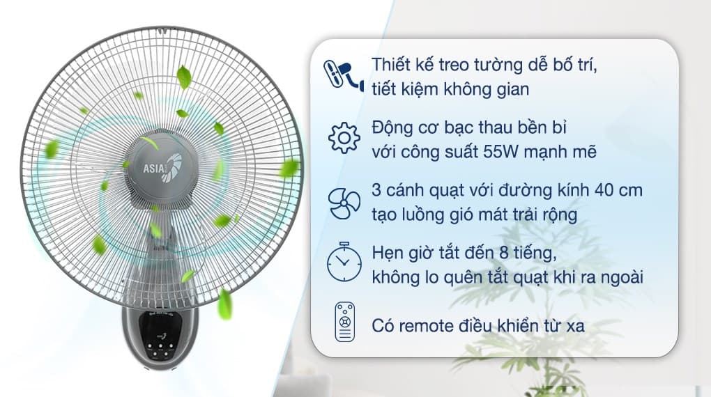 Ảnh Quạt treo tường Asia 3 cánh VY377990 55W